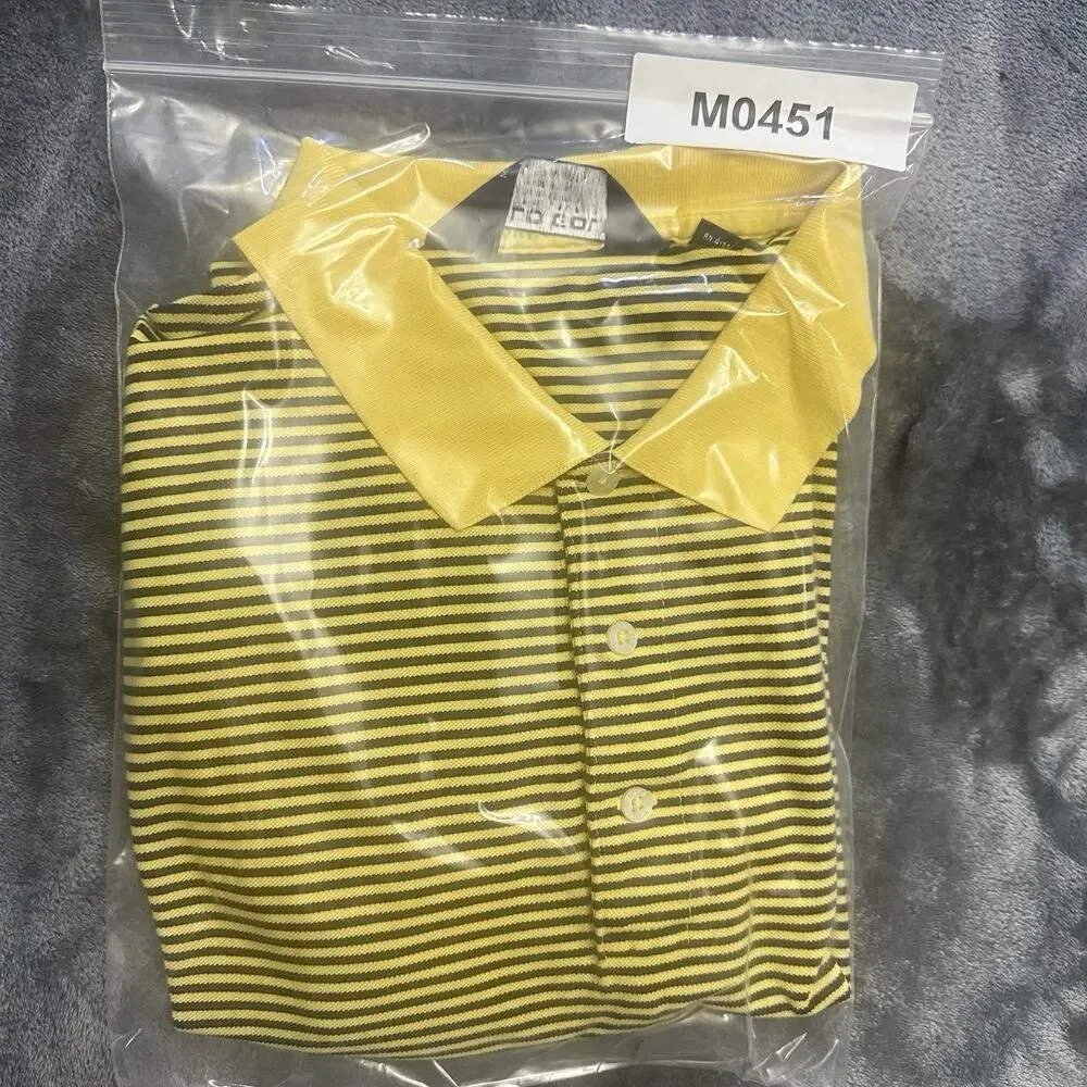Polo Golf Ralph Lauren Shirt Mens‎ XL Black, Yellow Striped Preppy Casual